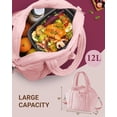 thumbnail image 4 of Insulated Lunch Box for Women, 12L Puffy Reusable Lunch Bag for Work, Office & Picnic, Leak-Proof Tote with Shoulder Strap,Pink, 4 of 6
