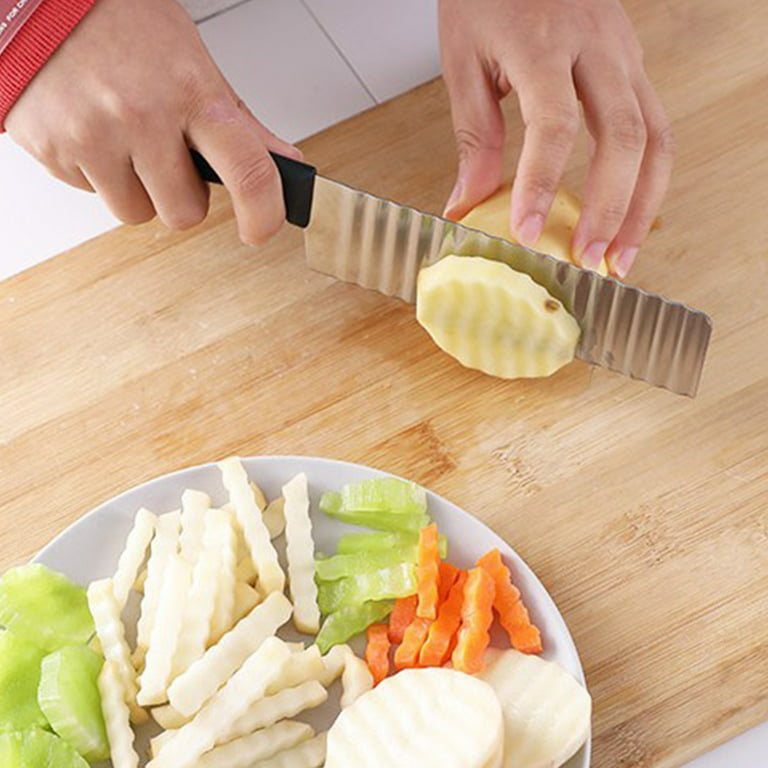 NKTIER Potato Chip Wave Knife Potato Fries Cutter Stainless Steel Kitchen  Accessories Serrated Blade Easily Slice Banana Fruit Potato Wave Knife