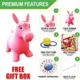 thumbnail image 3 of Premium Inflatable Horse Hopper - Best Animal Bouncer Ride-On Toy for Kids, Boys, Girls and Children 2, 3, 4, 5. Play Hopping Toys. Free Foot Pump + Gift Box (Pink), 3 of 7
