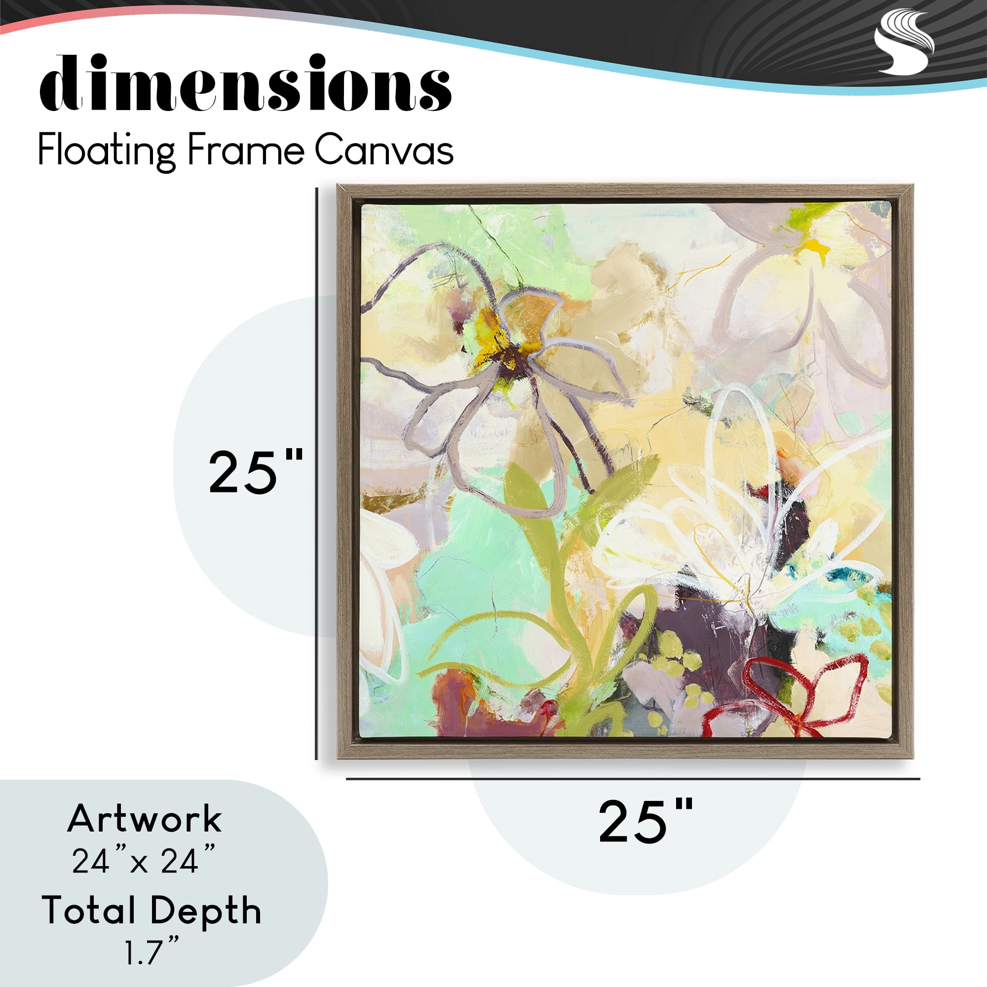 Last Days Of Spring Abstract Brown Framed Floater Canvas Wall Art, design by Design Fabrikken