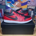 thumbnail image 3 of Ni - ke Ni - ke Air Jordan 1 Low Reverse Bred Pebbled swoosh Shoes 553558-605 Mens Sz 10, 3 of 5