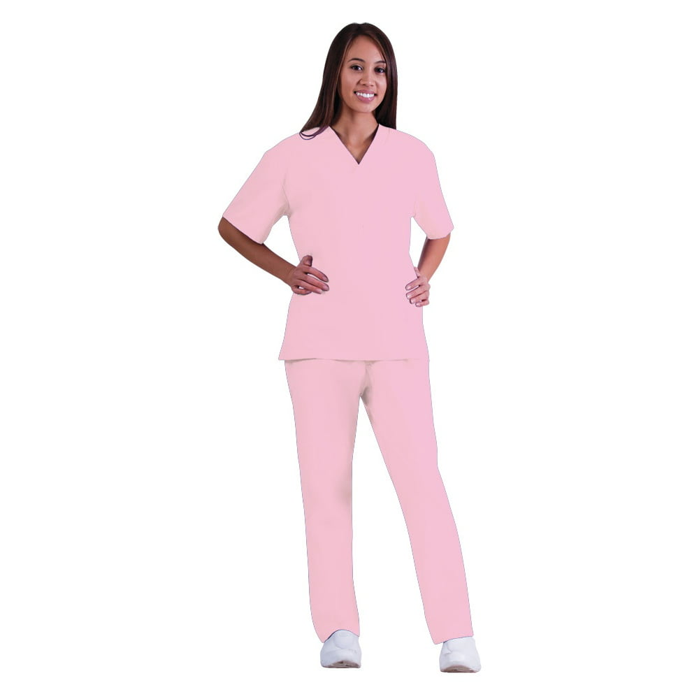 Natural Uniforms - Two Piece Scrub Set (Pink, XX-Large) - Walmart.com ...