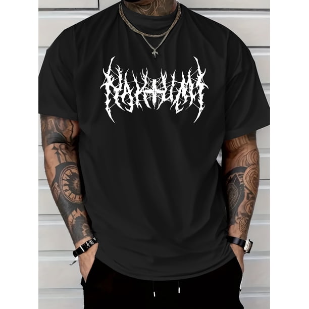 Camiseta con estampado de cruz gótica para hombre: estilo informal de verano, diseño geométrico, tejido suave y elástico, disponible en negro, azul marino, burdeos, rojo, verde, azul y gris.