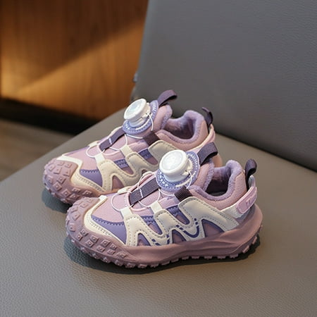 

RUICUW Children s Sports Shoes Winter Running Shoes Tire Button Shoes Warm Fleece Shoes For Boys And Girls 5-5.5 Years