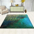 thumbnail image 3 of FREEAM Oil Painting Peacock Feather Abstract Area Rug Mat for Living Dining Dorm Room Bedroom Home Decorative 5'3"x4', 3 of 6