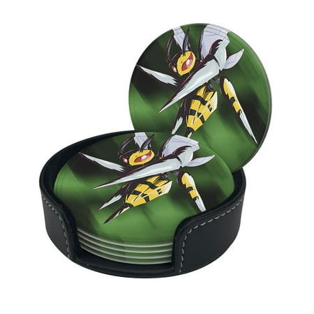 

B-Eedrill Anime Funny Coasters 6 Pcs Leather Coasters That Protect Furniture From Water Marks Scratches And Damage