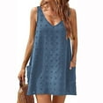 thumbnail image 2 of IROINNID Women's Sundress Summer Strap Dress Seashore Beach Gown V Tie Pocket Plush Ball Solid Color Drop Waist Dress, 2 of 7