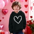 thumbnail image 2 of Atogsazn Kids Girls Valentines Day Hoodies Children Casual Hearts Long Sleeve Pullover Sweatshirt Fleece Outfit Outerwear Tops 04-Black 3-4 Years Fashion, 2 of 8