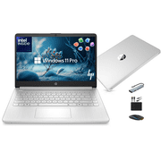 HP 14" Laptop 2026 Business Student Computer, Win 11 Pro, Lifetime MS Office, Quad-Core Intel N150, 4GB RAM, 628GB Storage (128GB UFS+500GB Ext), Copilot AI, Slim, MarxsolAccessory, WiFi 6, Silver
