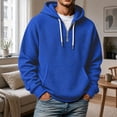 thumbnail image 2 of Bainana Half Zip Hoodies For Men Long Sleeve Casual Hoody Solid Color Hooded Tops Party Wear Fall Outfit Size L, 2 of 4
