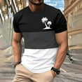 thumbnail image 2 of Mens Casual Pantalones Cortos Cuello Redondo Patchwork Impresión Suéter Blusa de Fitness, Camisetas para Hombre, 2 of 4