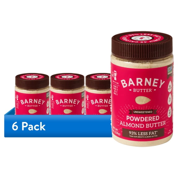 (6 pack) Barney Butter Unsweetened Powdered Almond Butter, 8oz