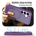 thumbnail image 4 of Dteck Magnetic Case for Samsung Galaxy S23,Shockproof TPU+PC Anti-Slip Compatible with Mag Safe Case Adjustable Kickstand Frosted Translucent Matte Phone Cover,Darkpurple, 4 of 4