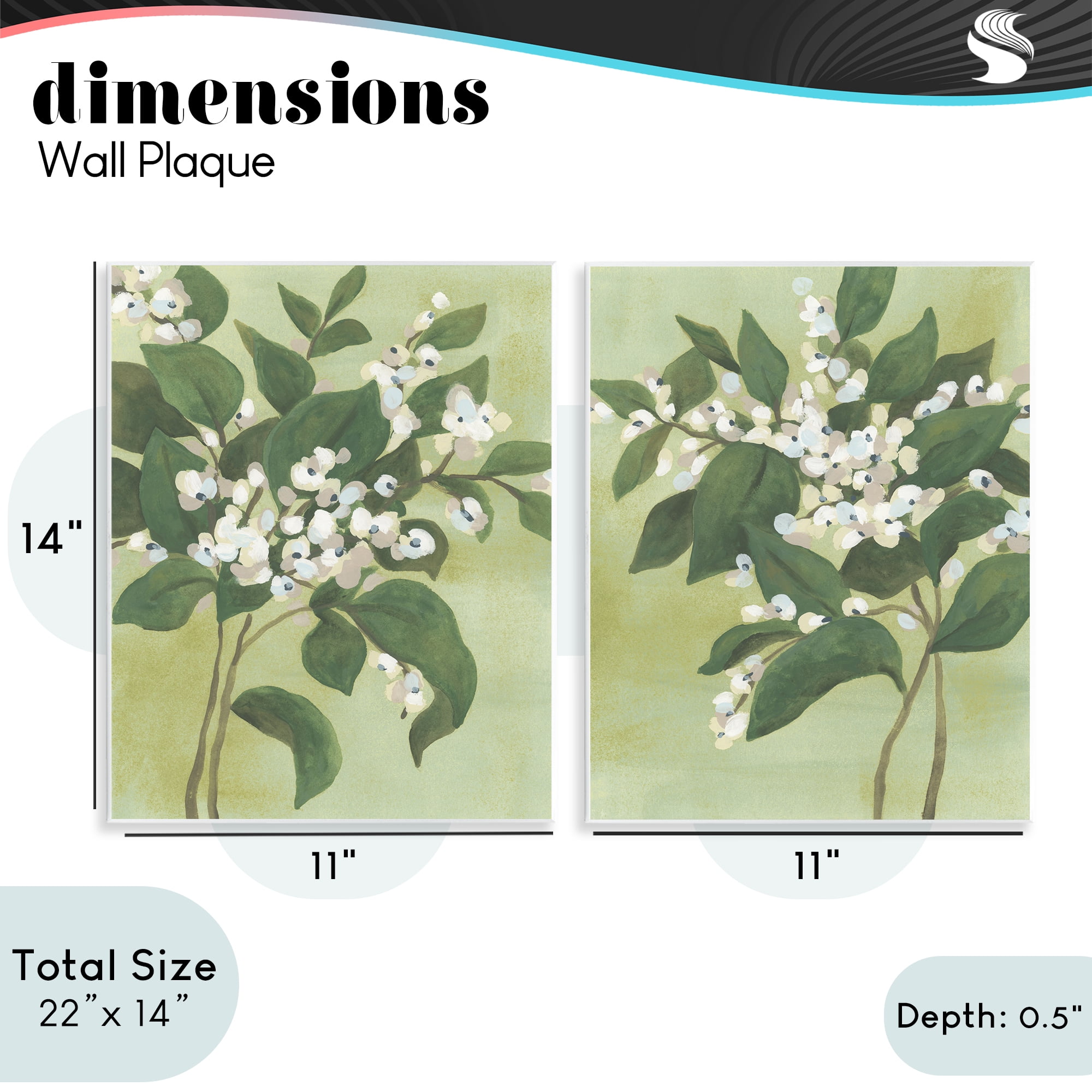 Stupell Industries Verdant Herb Blossoms 2 Piece Wall Plaque Art Set, design by June Erica Vess