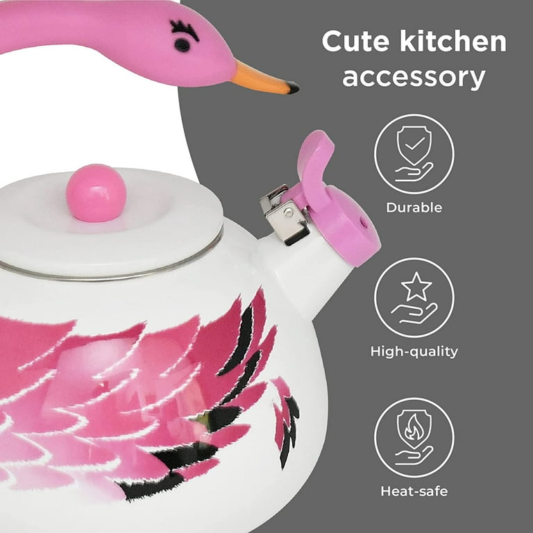 Creative Home 4 Cups Pink Stainless Steel Tea Kettle Teapot with