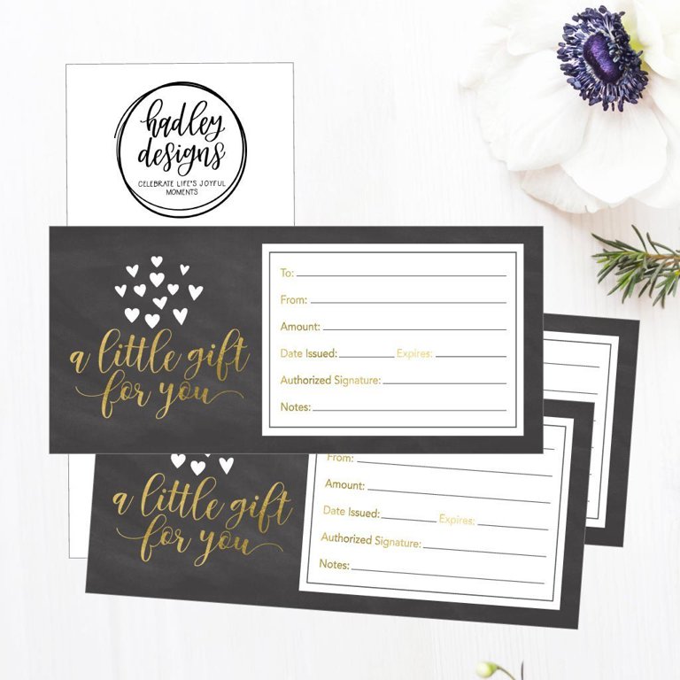 25 4x9 Cute Rustic Blank Gift Certificate Cards For Business, Modern  Restaurant, Spa, Beauty Makeup Hair Salon, Wedding, Bridal, Baby Shower  Print Custom Personalized Bulk Template Kit Forms Printable - Walmart.com