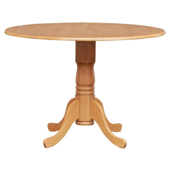 East West Furniture Dining Room Table - a Round Table Top with Dropleaf & Pedestal Base, 42x42, Oak