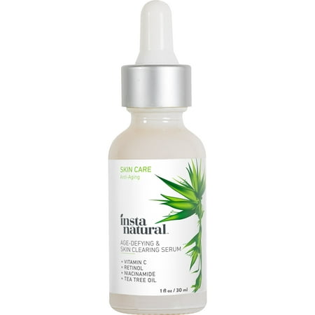InstaNatural Age Defying & Skin Clearing Facial Serum with Retinol, Salicylic Acid, Tea Tree Oil and Niacinamide, 1