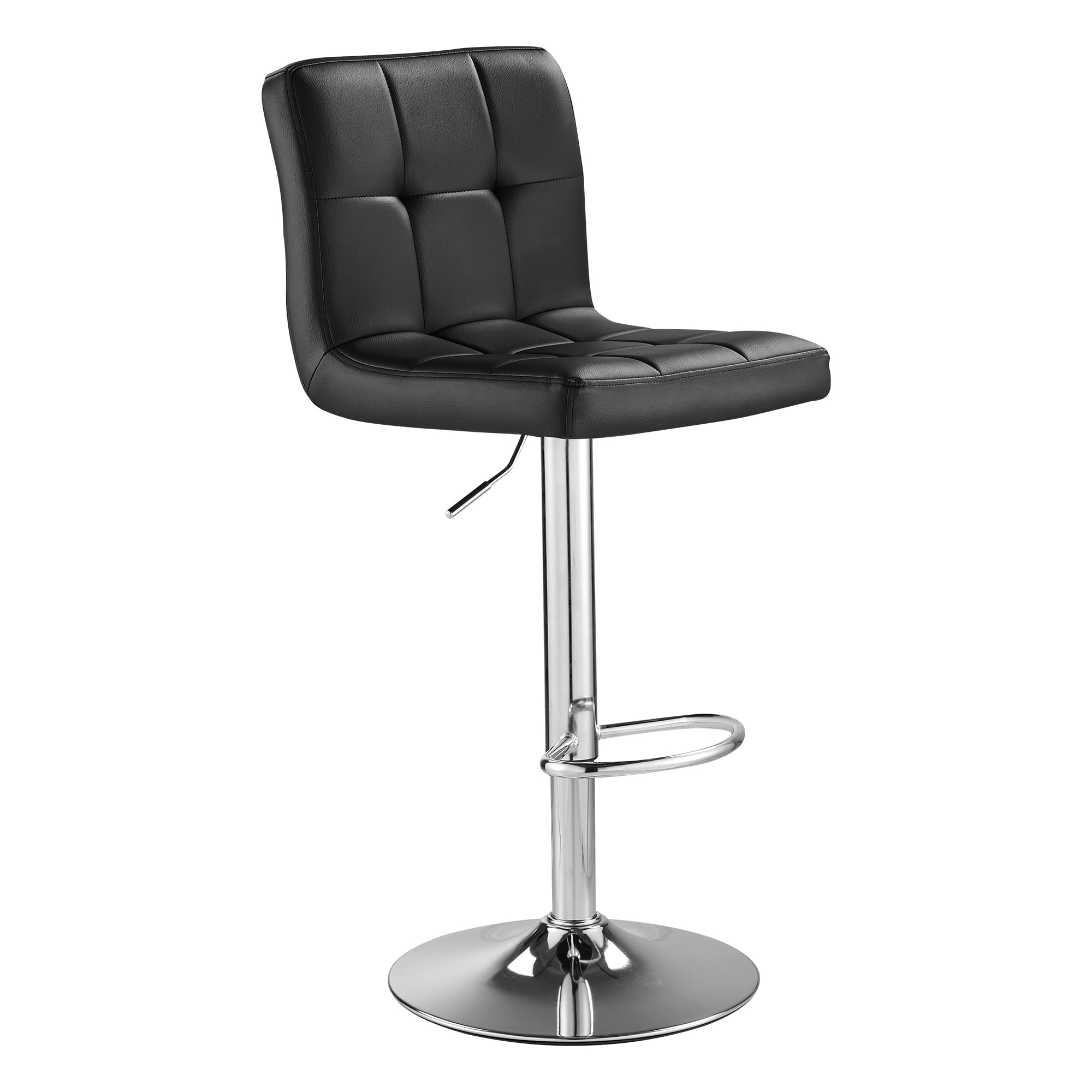 SAETSFEG Bar Stools, Thickened Seat Cushion Adjustable Swivel Bar Stool with Backrest, Counter Height PU Leather Bar Chairs for Kitchen Island, Dining Room, Black