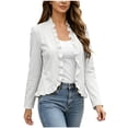 thumbnail image 2 of BUIGTTKLOP Cardigans for Wome Open Front Long Sleeve Ruffle Fall Jackets Solid Color Cropped Top Coat 2026 Trendy Jacket, 2 of 8