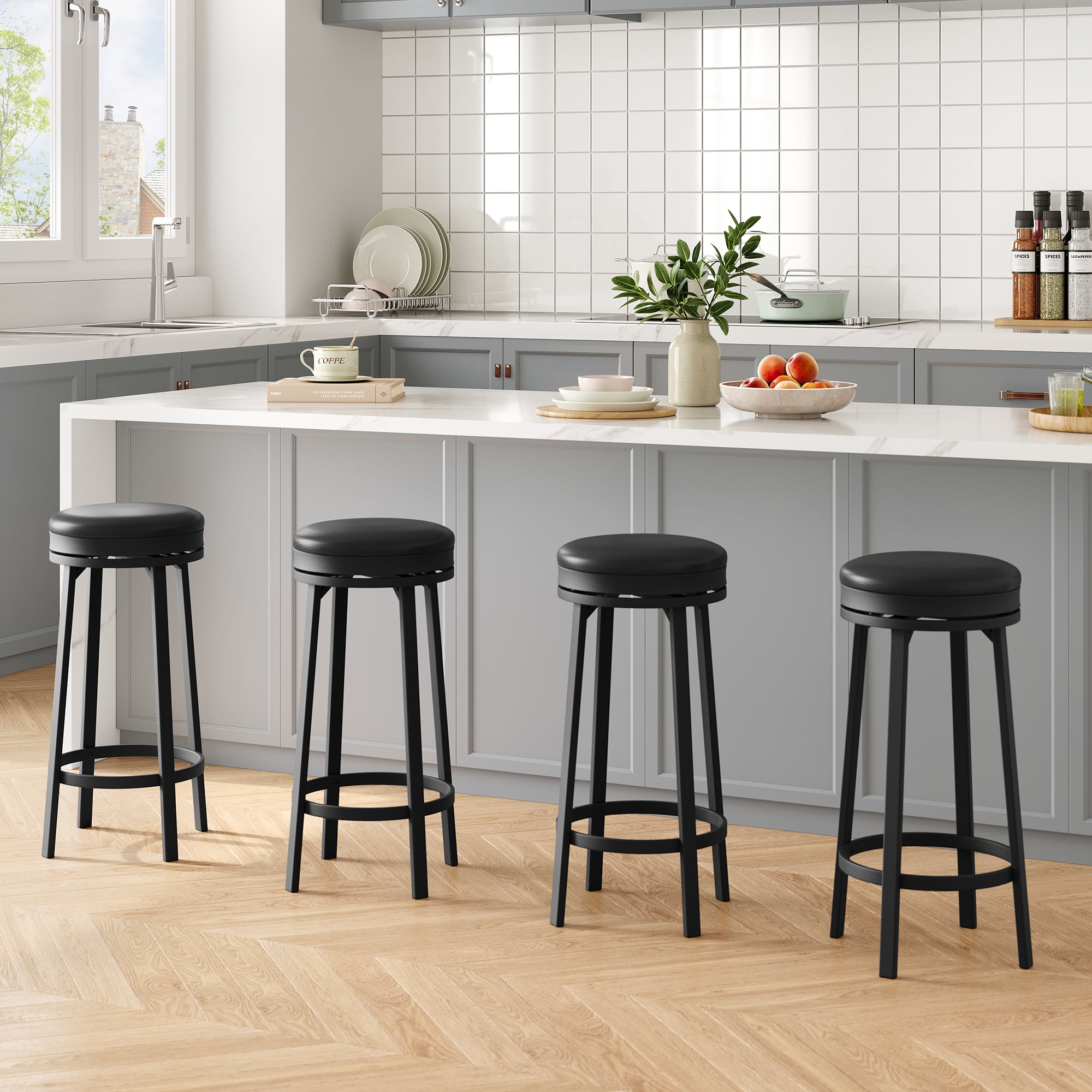 30" Swivel Bar Stools Set of 2/4 with Footrest – Modern Counter Height Stools for Kitchen Island, Bar, or Dining