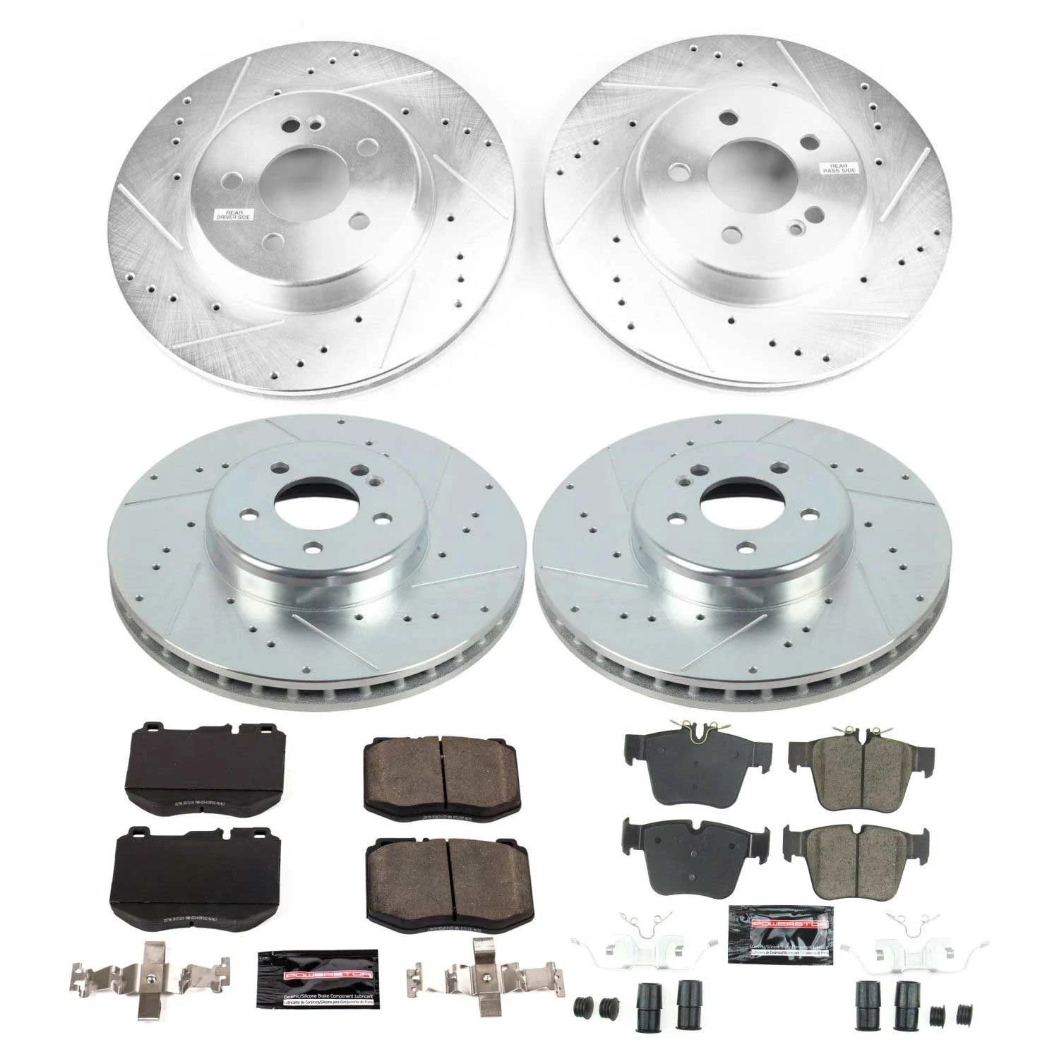 PowerStop Front and Rear Z23 Evolution Sport Carbon-Fiber Ceramic Brake Pad and Drilled & Slotted Rotor Kit Fits: MERCEDES-BENZ Select Models K7970