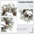 thumbnail image 3 of Corona navideña de 19,7 pulgadas, corona navideña artificial de pino esmerilado, adornos plateados con piñas, flor de Pascua con purpurina, decoración de puerta de invierno para decoración del hogar e, 3 of 5