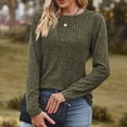 thumbnail image 6 of Pxiakgy Women's Long Sleeve T Shirt Fashion O Neck Tops Solid Color Casual Blouses Army Green + M, 6 of 7