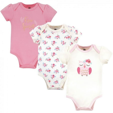 UPC: 0660168529531 | Hudson Baby Infant Girl Cotton Bodysuits 3pk  Free Spirit Owl  0-3 Months