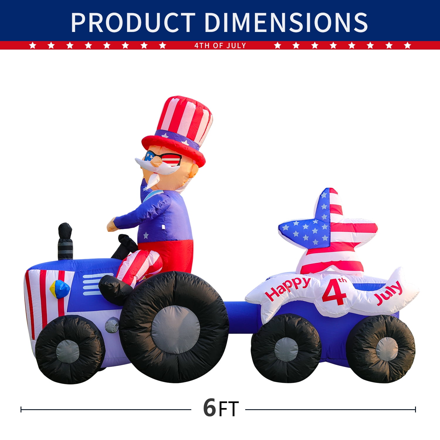 DomKom Fourth of July Patriotic Inflatable 6FT Uncle Sam on  display picture 1