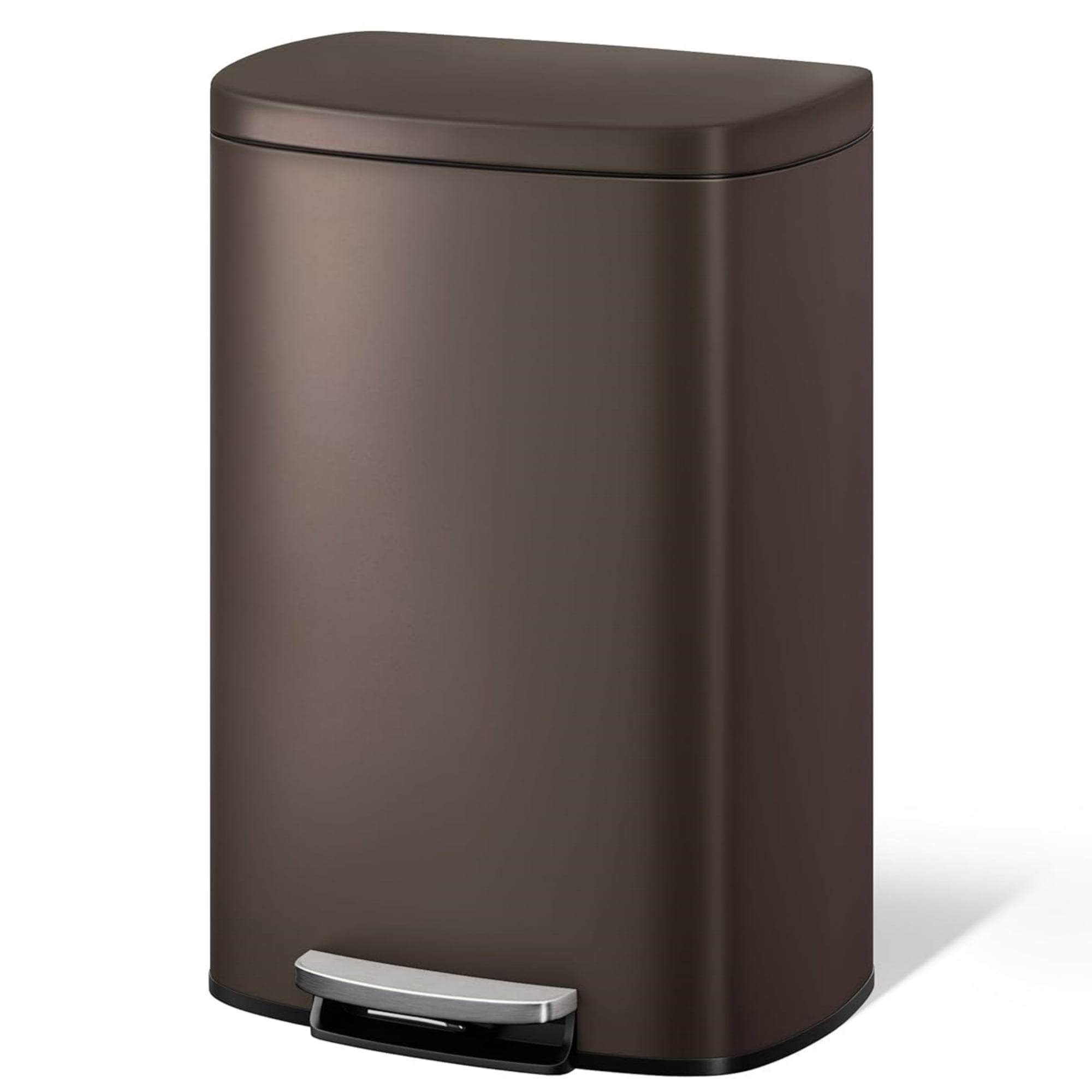 Garvee 13.2 Gallon Stainless Steel Kitchen Trash Can with Lid, 1 Inner Bucket, Brown