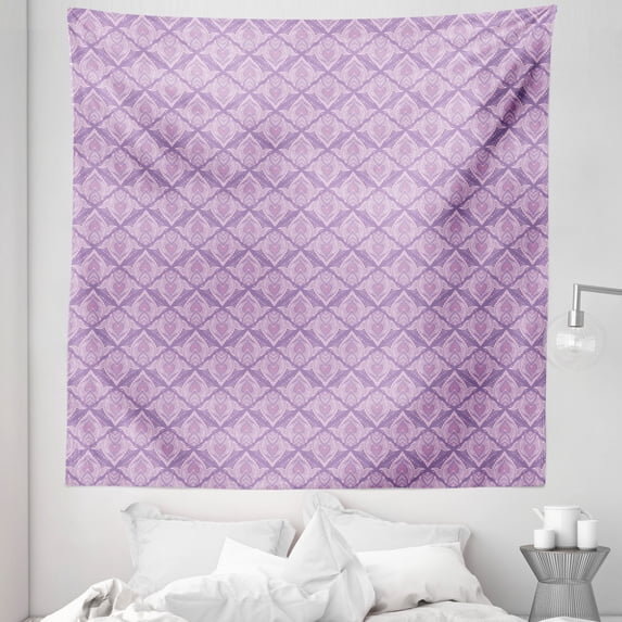 Oriental Tapestry, Ornamental Violet Tones Design with a Bohemian Vibe, Fabric Wall Hanging Decor for Bedroom Living Room Dorm, 5 Sizes, Mauve Pale Mauve, by Ambesonne