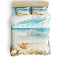 thumbnail image 2 of 3-Piece Beach Themed Bedding Set - Twin Size Blue Ocean Comforter Cover with Seashell & Starfish Print, Coastal Duvet Cover + 2 Pillowcases for Kids, Teens, Adults, 2 of 7