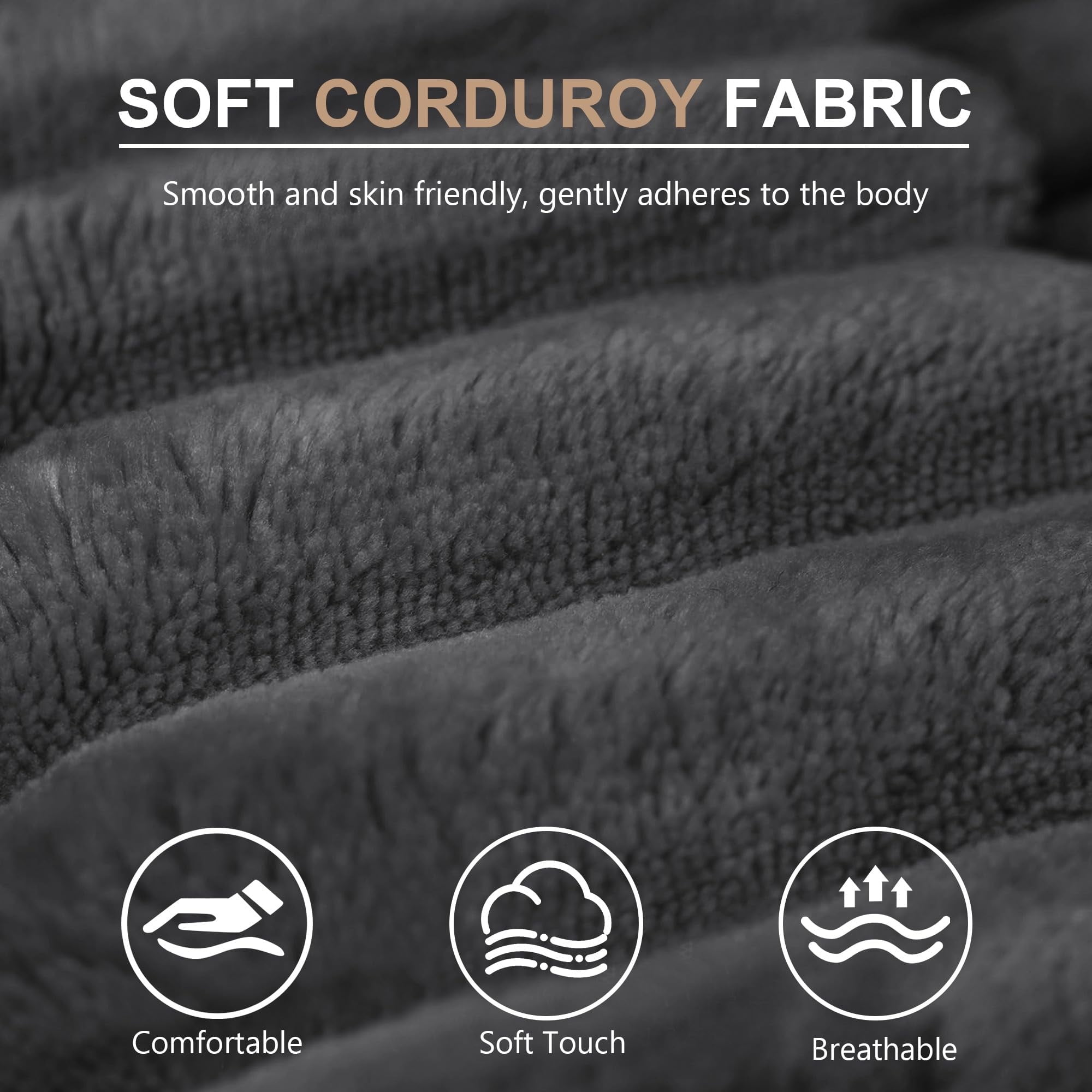 Aukfa 73" Chaise Futon Convertible Sofa Bed Boneless Couch, 2 Pillows&Side Pockets, Queen Size, Corduroy, Gray