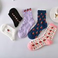 thumbnail image 3 of Zhengup Women's Kawaii Strawberry Embroidered Socks 5Pairs Cottagecore Fairycore Ankle Knit Socks Vintage Warm Cotton Socks, 3 of 7