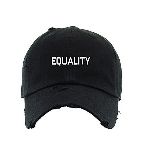 Equality Vintage Baseball Cap Embroidered Cotton Adjustable Distressed Dad Hat Black