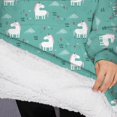 thumbnail image 3 of Oversized Wearable Blanket Hoodie,Green Cartoon Unicorn Pattern Sherpa Blanket Hoodie with Super Pockets,Super Warm Fuzzy Pullover for Women & Men, 3 of 6
