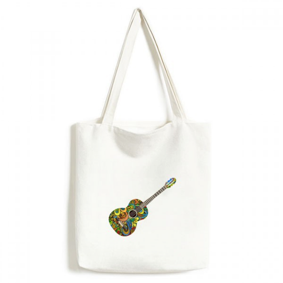 Guitar Music Instrument Pattern Design Tote Canvas Bag Shopping Satchel Casual Handbag