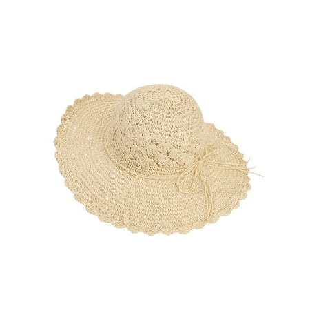 Twig & Arrow Women's Straw Floppy Hat With Scallop Edge, Straw Band and Bow