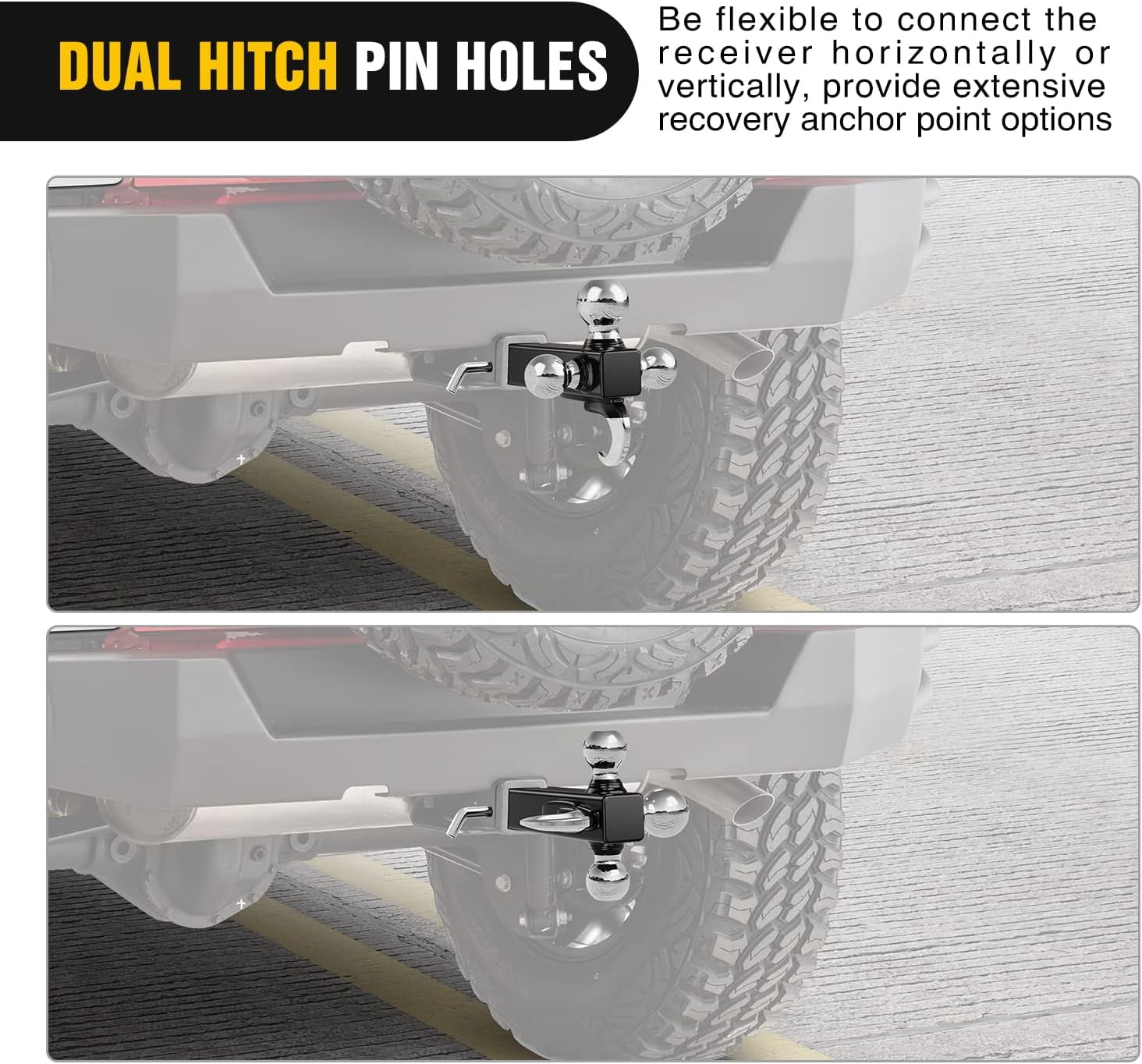 Nilight Shackle Hitch Receiver 2 Inch D Ring Recovery Hitch 45000 LBs Breaking Strength 3/4" Shackle with Trailer Pin Heavy Duty Recovery Towing Kit for Truck Jeep Off Road