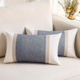 thumbnail image 1 of czcpp-Patchwork Linen Pillow Covers 12x20 Inch White Beige Grey Boho Farmhouse​ ​Linen and Polyester Couch Throw Cushion for Bed Accent Decorative Pillowcase Modern Sofa Living Room Home Decor Pack o, 1 of 4