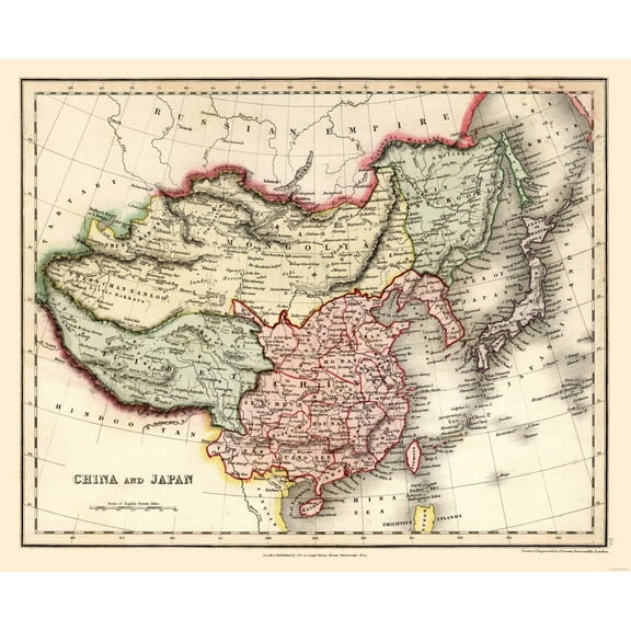 Historic Map - China Japan - Higgins 1832 - 28.27 x 23 - Vintage Wall Art