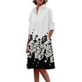 thumbnail image 3 of Vestidos lisos con ojales recortados para mujer Otoño Verano encaje manga larga cuello en V rayón gráfico vestidos largos mujeres 2023, 3 of 5