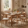 thumbnail image 4 of Dayalane Mid Century Modern Dining Chairs Set of 4,Linen Upholstered Farmhouse Chairs with Open Back,Side Dining Chairs with Natural Wood Legs for Dining Room, Kitchen, Restaurant,Beige, 4 of 10