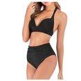 thumbnail image 2 of Women's Bikini Set Fashion Print High Waist Sexy Two Piece Swimsuit for Beach Pool Summer Vacation,Black,L, 2 of 9