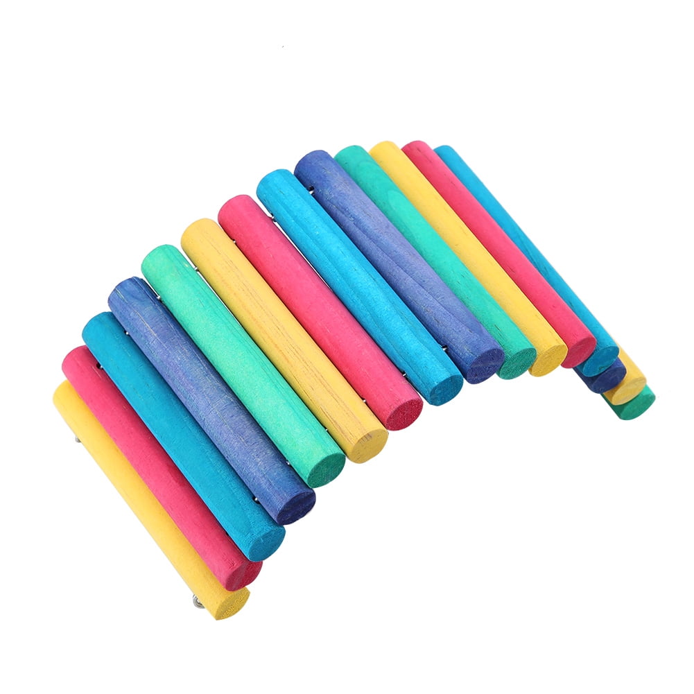BIMZUC Colorful Wooden Ladder Bridge Hamster Mouse Rat Rodents Toy Small Animal Bendable Chew Toy Hideout (9.45 inches / 24 cm)
