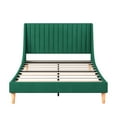 thumbnail image 4 of Green Queen Size Platform Bed with Upholstered Headboard, Slat Support, Heavy Duty Mattress Foundation, Easy Assembly, 4 of 5
