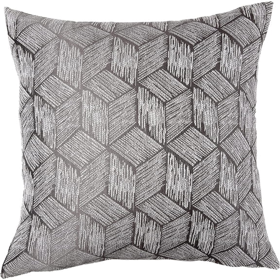 Violet Linen Fortune 3D Geometric Pattern, Polyester Jacquard, Reversible, Silver, 18 Inch x 18 Inch, Decorative Throw Pillow