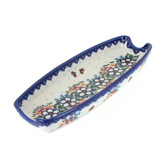 Blue Rose Polish Pottery Scarlett Corn on the Cob Dish