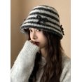 thumbnail image 3 of YooGuoGuo Women Crochet Bucket Hat Handmade Foldable Knit Beanies Cap Fashion Bow Fishing Caps Cute Striped Bowler Hats, 3 of 7